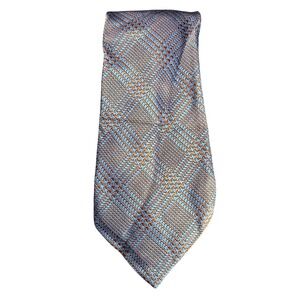 Massimo Bizzocchi Mens Silk Tie Blue Orange Plaid Italy 3.75"X62" NOTES